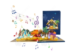 Cartões De Natal Inn 16x21cm Música Luzes Coloridas Cartão 3d Presépio Natal Envelope E Cartão Incluídos Ideal Para Presentes De Natal Innovtec