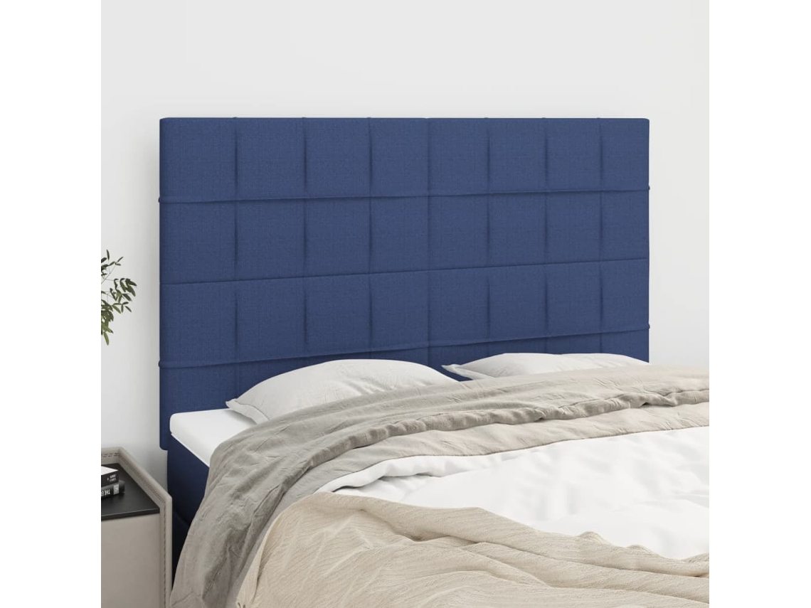 Cabecero de tela de 4 piezas 72x5x78/88 cm azul