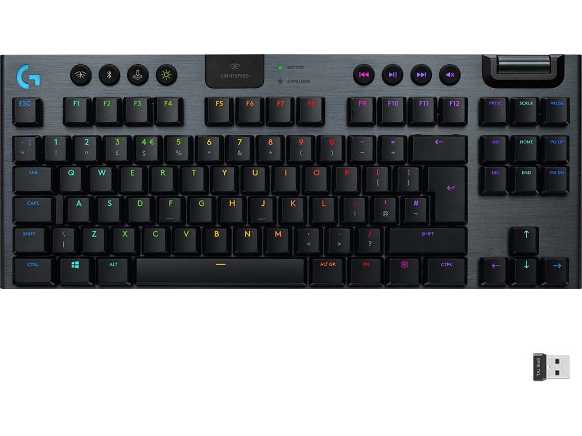 Teclado Gaming LOGITECH G915 TKL Lightspeed (Wireless - Mecânico - Português - Preto)