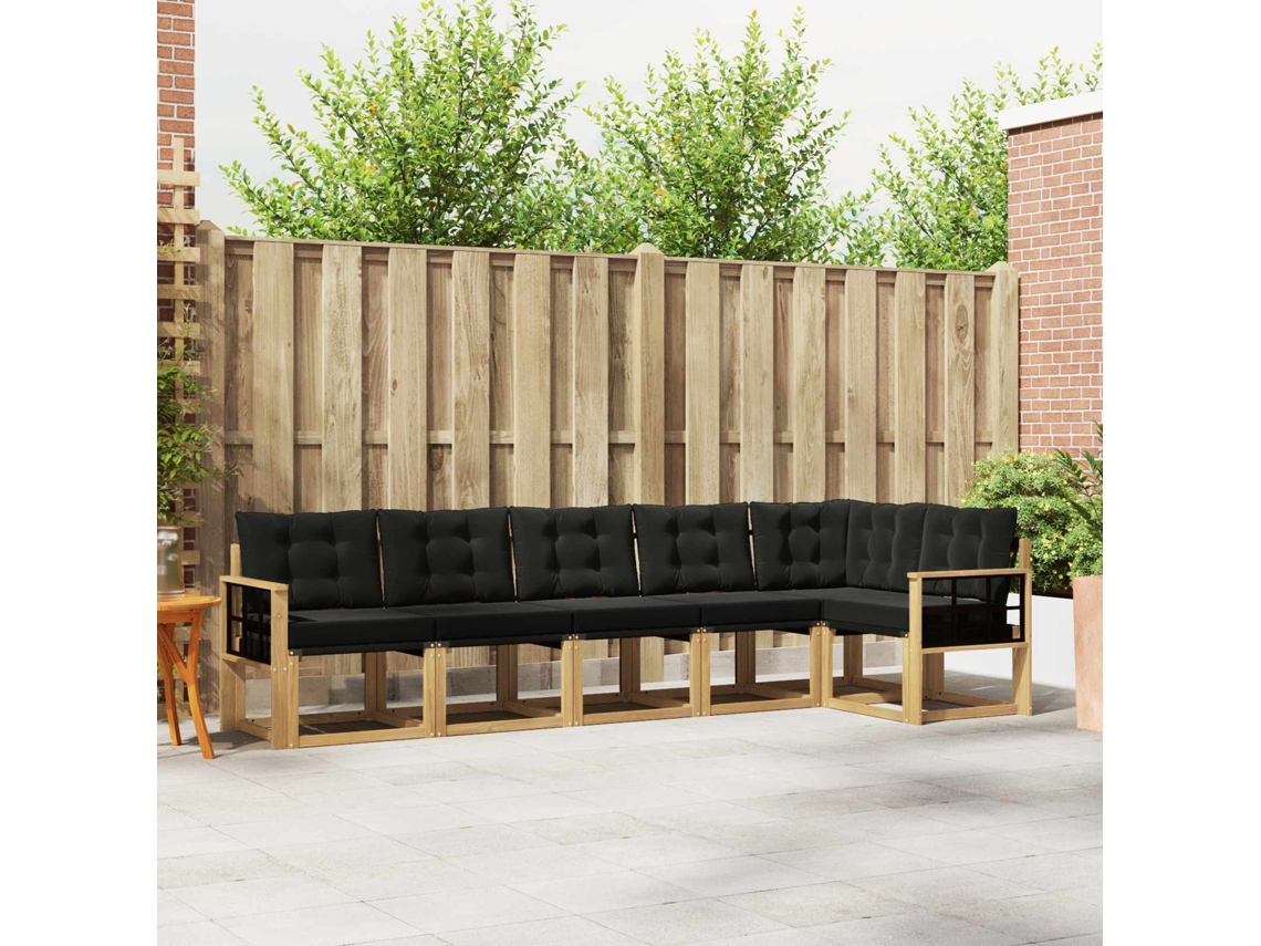 Vidaxl Conjunto De Sofás Para Exterior 6 Unid. Branco E Preto