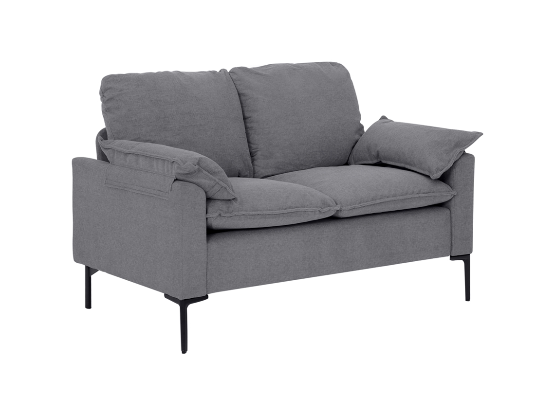 Sofá 2 Lugares LAMAISON em Veludo, com Pés de Metal, 130x77x84 cm, Cinza