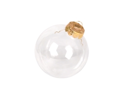 Bola de Natal de plástico transparente, com calcador dourado, 6cm LAXISCREED