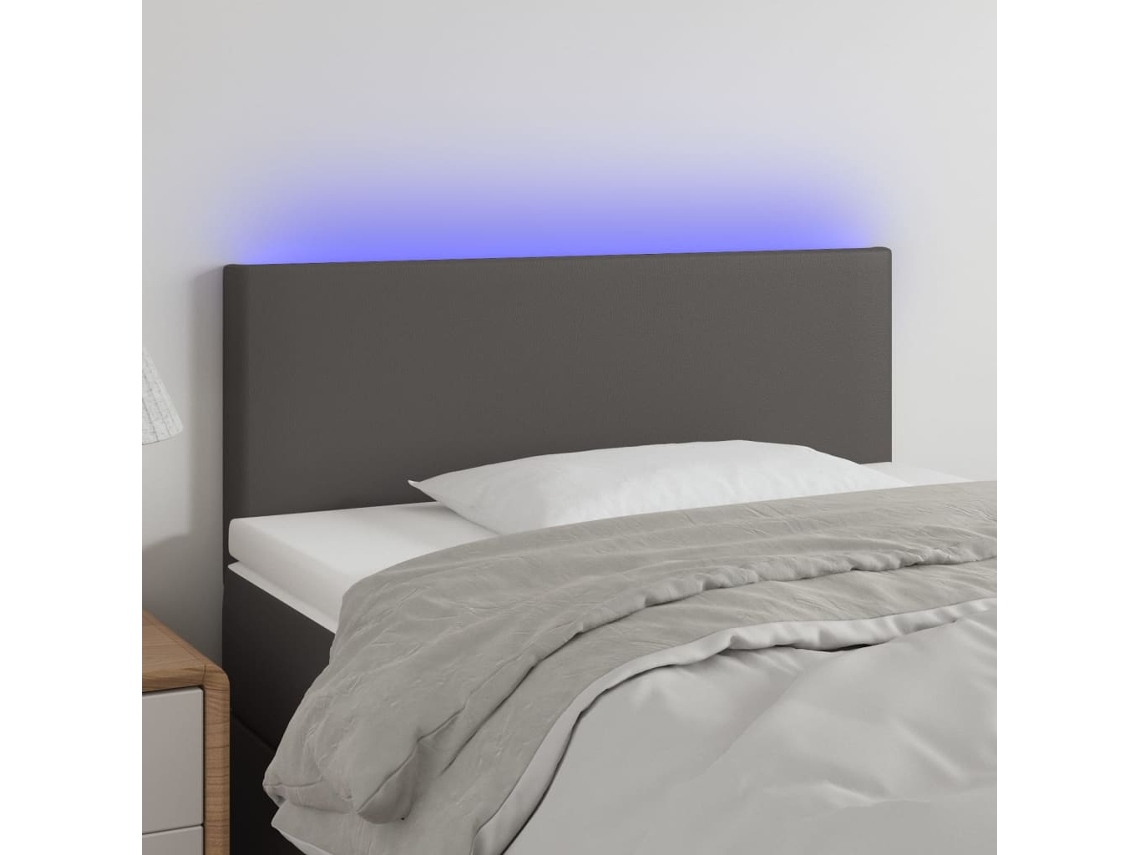 Cabecero con LED 100x5x78/88cm Piel Sintética Gris