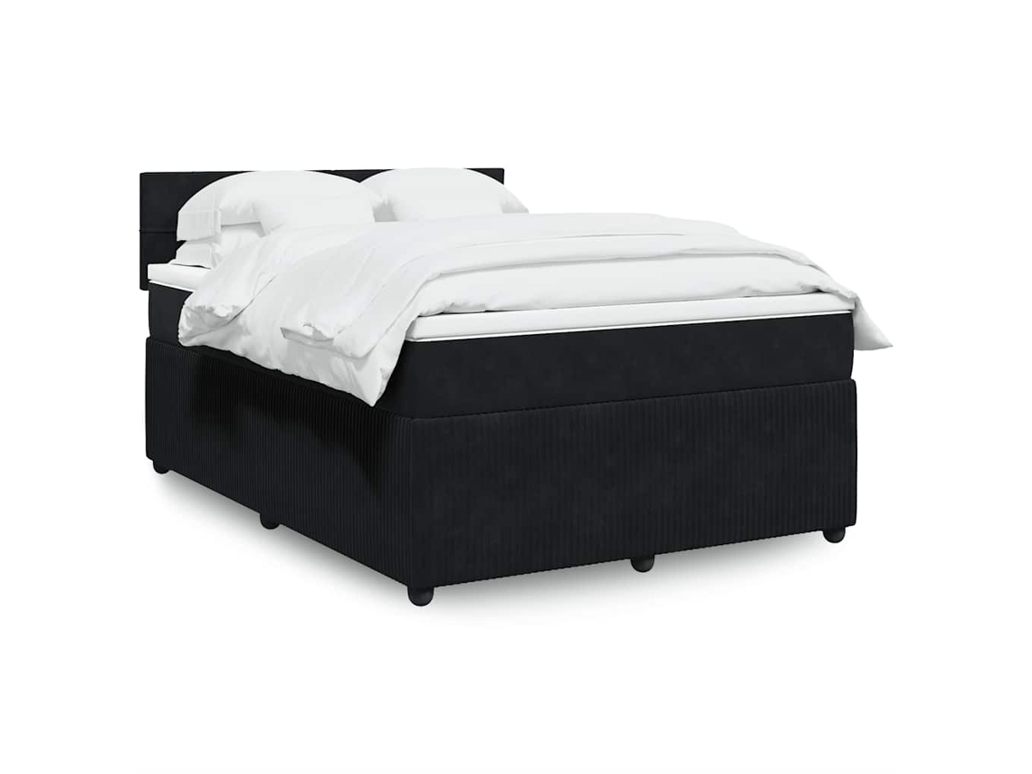 Vidaxl Cama Com Molas/colchão 140x190 Cm Veludo Preto