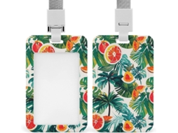 Porta Crachá com Cordão em Aquarela, Estilo Ilha Tropical, Suporte Crachá, Capa Protetora Crachá Vertical