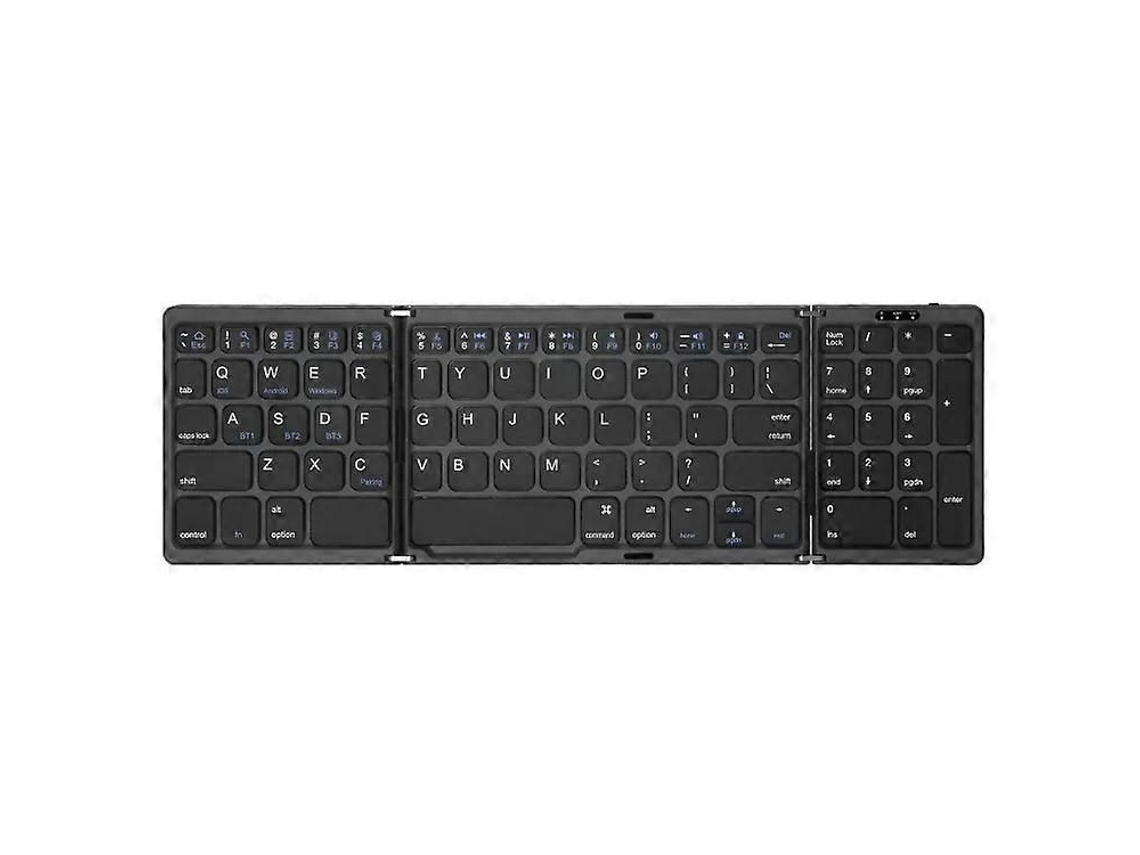 Teclado Dobrável Bluetooth com teclado numérico em prata e preto TAISHENGDA