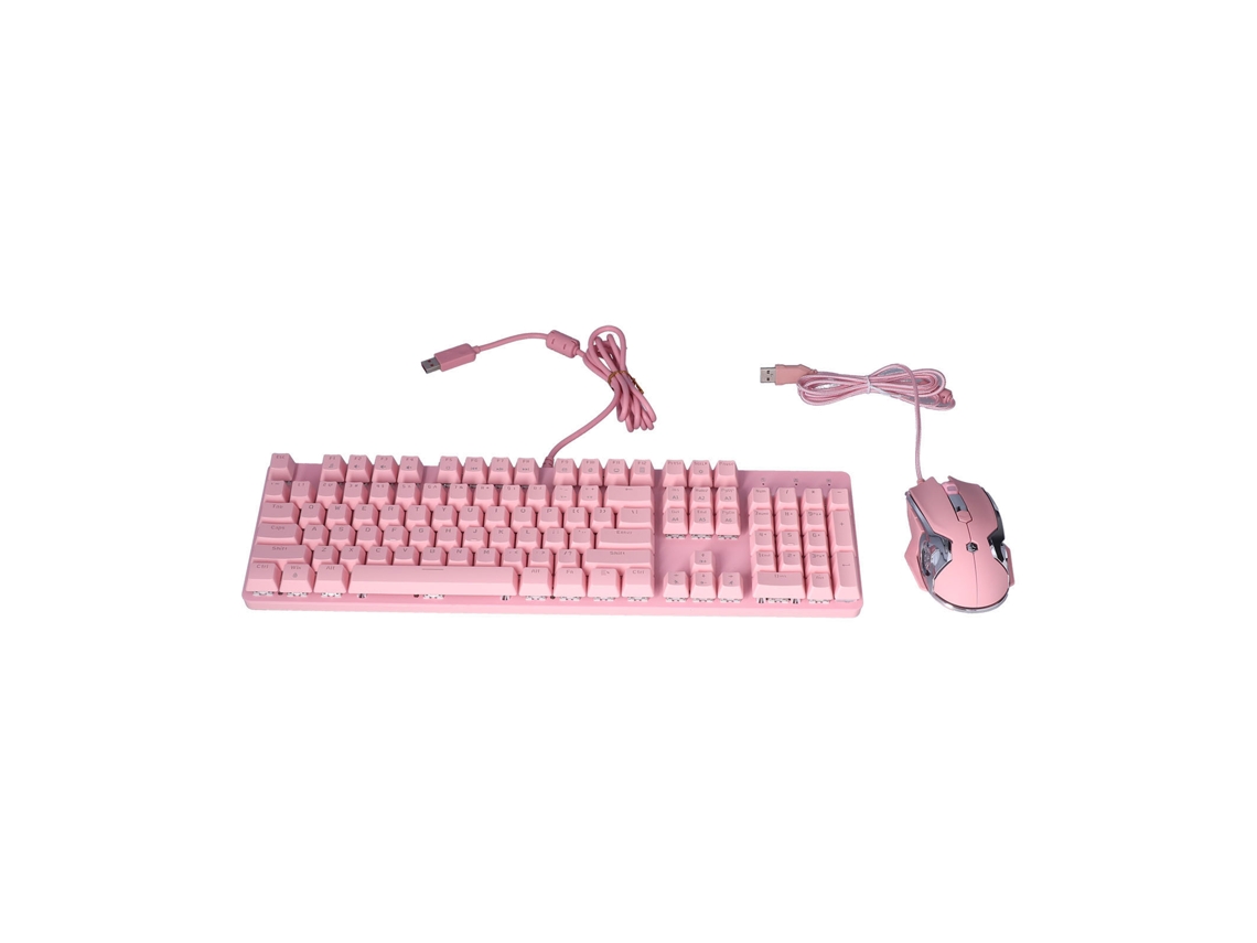 Teclado Mecânico Ergonômico Com 104 Teclas Rosa Para Jogos Com 22 Efeitos De Iluminação