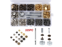 Kit com 325 Botões de Pressão em Couro, Ferramentas para Botões de Pressão Metálicos, Botões de Pressão com Tampa Dupla em Latão. AQUAFORGE