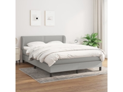Vidaxl Cama Com Molas/colchão 140x190 Cm Tecido Cinzento-claro