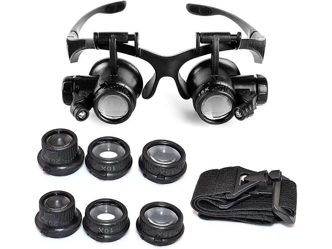 Lupa De Cabeça Com 4 Lentes E 2 Leds, Para Joalheria E Relojoaria