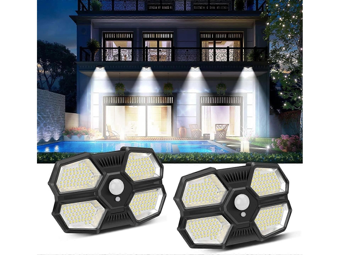 Luz Solar Externa Com Sensor De Movimento, 180 Leds, Ip65, 3 Modos