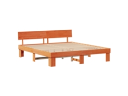 Conjunto 1 Estrutura De Cama Moderna Vidaxl Castanho Madeira De Pinho Maciça (200 X 200 Cm)