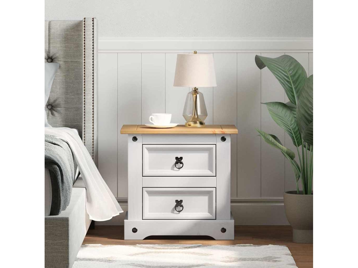 Vidaxl Mesa-de-cabeceira Com Gaveta Corona Branco 53 X 39 X 47 Cm