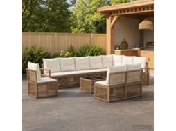 Vidaxl Conjunto De Sofá De Jardim 11 Unid. Bege Vime Pe