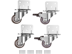 Conjunto De 4 Rodízios Giratórios Pequenos Para Móveis, 25 Mm Com Freio, Suporte Em L. Aquaforge