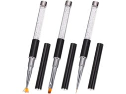 Conjunto de 3 pincéis para nail art com design de pétalas, com pontas de acrílico e fibra.
