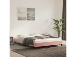 Vidaxl Estrutura De Cama 140x190 Cm Veludo Rosa