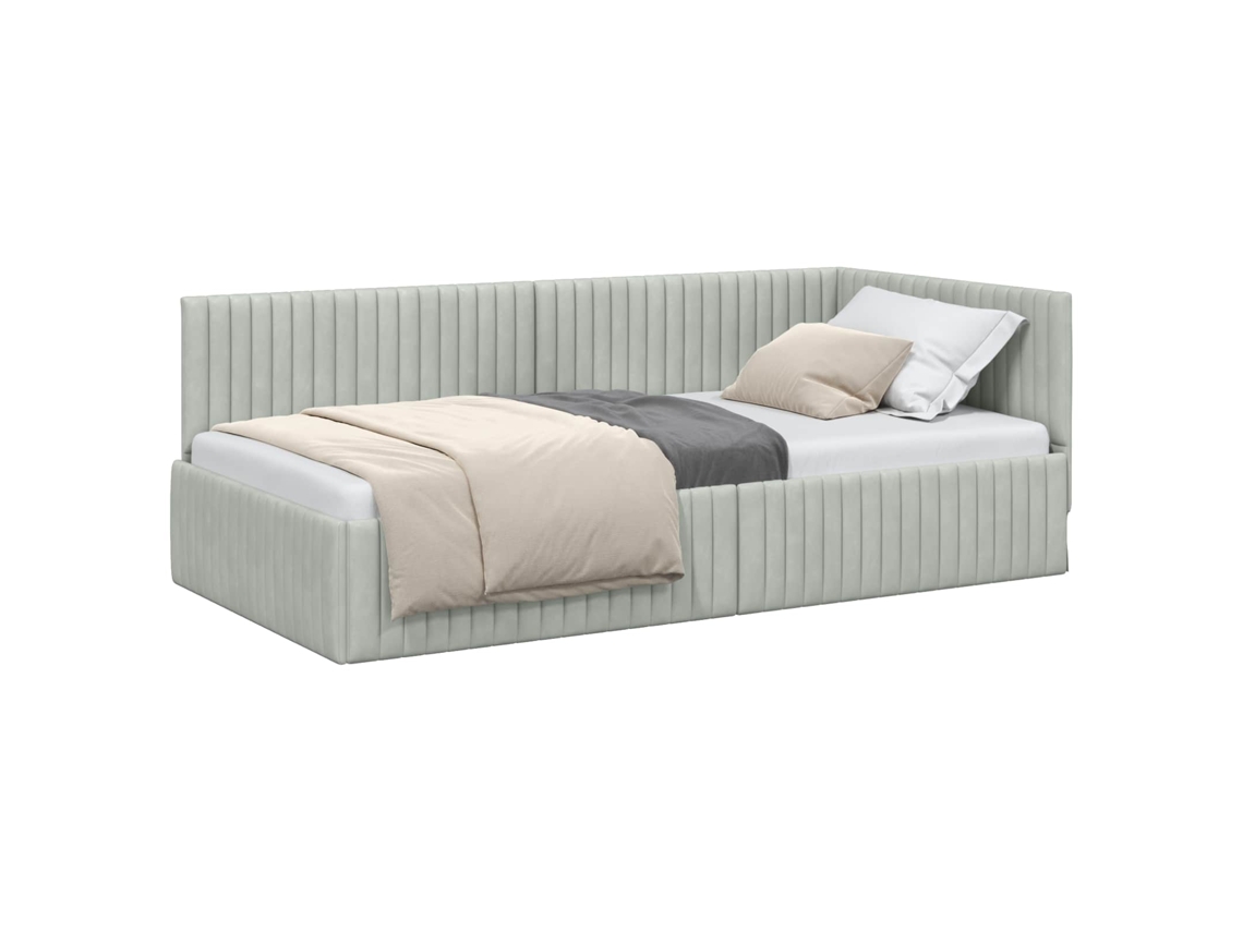 Estrutura de Cama de Canto Cinzento claro 100x200 cm MAISON EXCLUSIVE