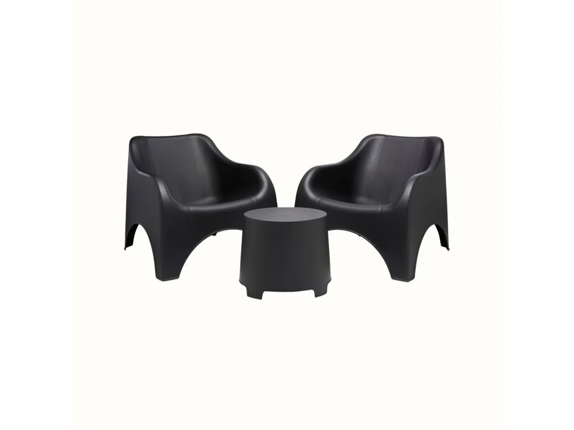 Conjunto de Jardim Cloud Antracite IPAE PROGARDEN (2 Cadeirões + 1 Mesa de Apoio