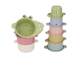 Ats 8 Piezas de Copos Apiláveis para Bebês com Padrões de Animais, Brinquedos Educativos para Banho e Aprendizagem de Cores, Presente Ideal