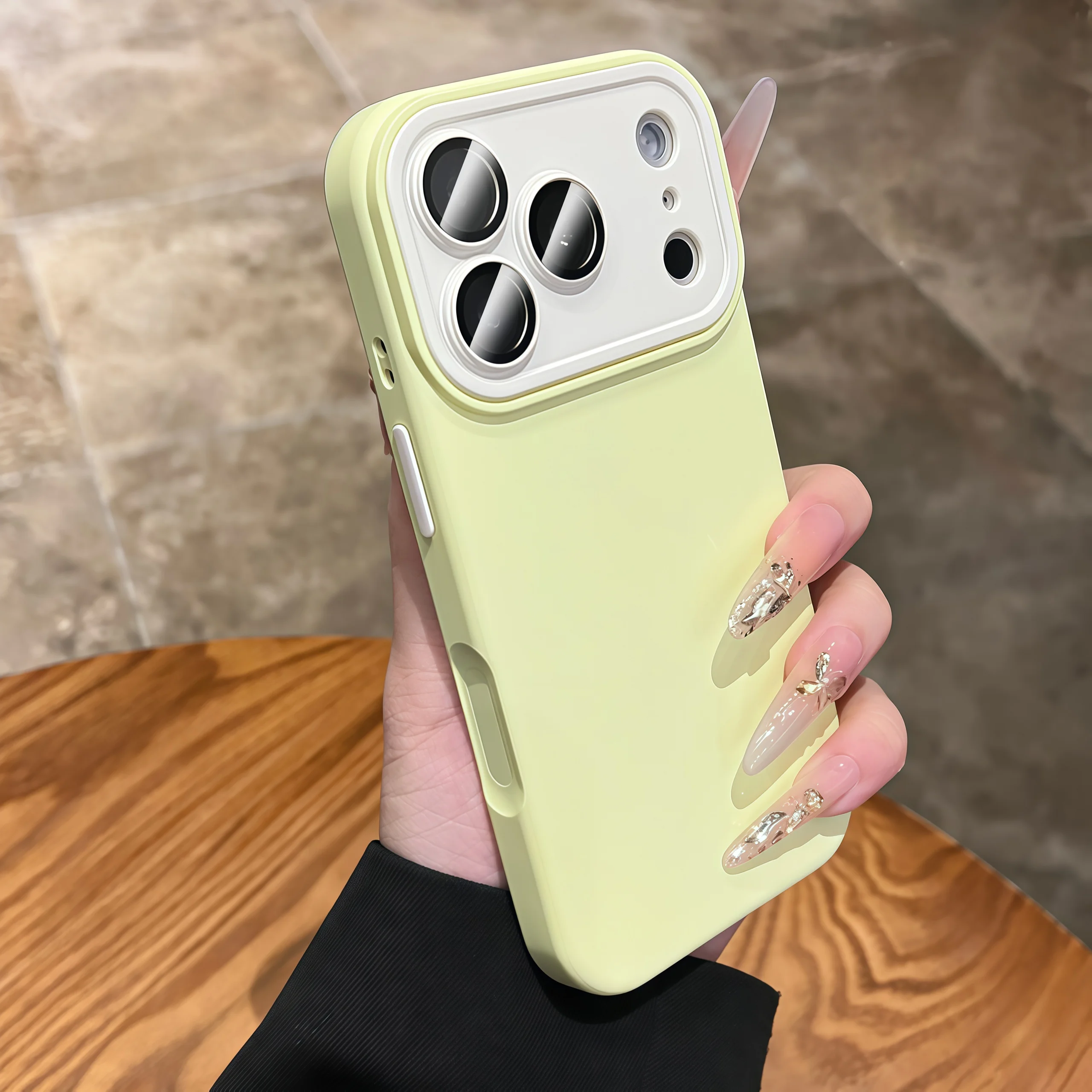 Capa Protetora Para Câmera (iphone 11 Pro Max Amarelo), Capa De Silicone Macia Fosca À Prova De Choque.
