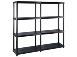 Conjunto 1 Storage Shelf, Storage Shelves Vidaxl Preto Plástico (122 X 30.5 X 130 Cm)