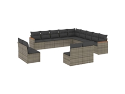 Conjunto de 13 Sofás para Jardim com Almofadões Vime Pe Cinzento MAISON EXCLUSIVE (90x200 cm)