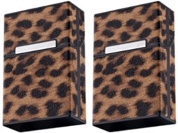 Ciieeo Porta-cigarros Leve E Compacto, Pacote Com 2 Unidades Para Homens, Estampa De Leopardo, Capacidade Para 20 Cigarros.