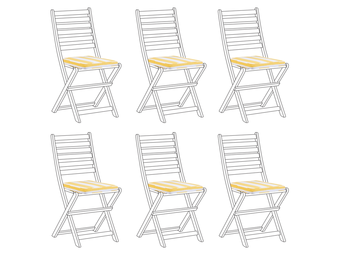 Conjunto De 6 Almofadas Para Cadeiras De Jardim Tolve 39 X 31 Cm Amarelo