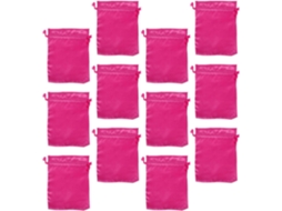 Pacote Com 16 Perucas De Cetim Rosa Vibrante, 15x20 Cm, Com Cordão –