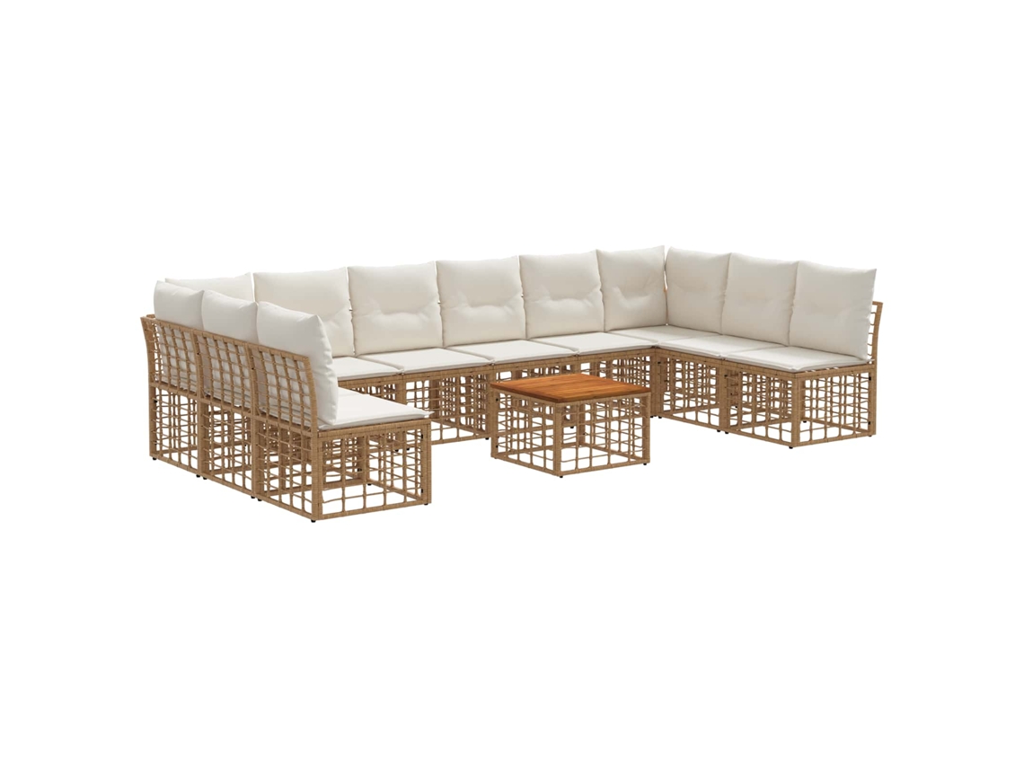 Vidaxl Conjunto de Sofás para Exterior 11 Pcs Natural e Branco Creme
