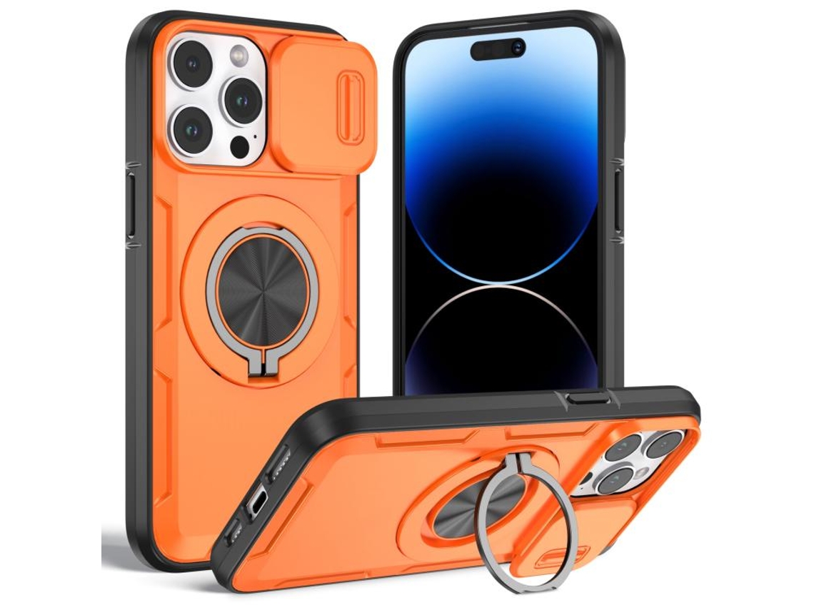 Capa Zruxe Compativel Com Iphone 14 Pro Max (magsafe - Suporte Giratorio - Laranja)