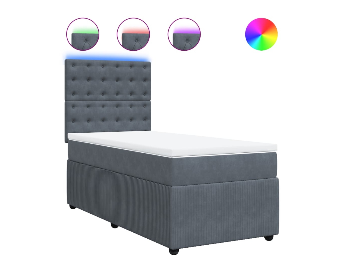 Box Spring Bed, Box Spring Beds Vidaxl Cinzeto Veludo (90 X 190 Cm)