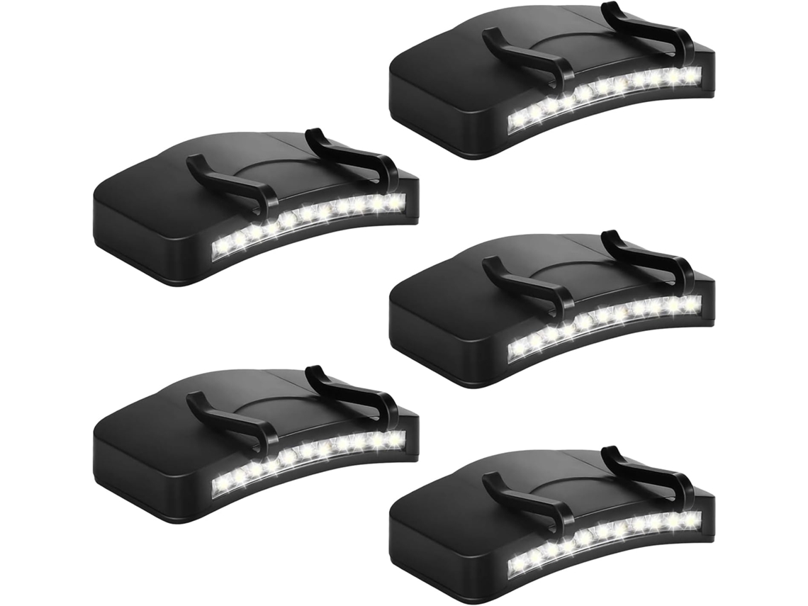 Kit Com 5 Lanternas De Cabeça Clipe Para Boné, 11 Leds, Mãos Livres,