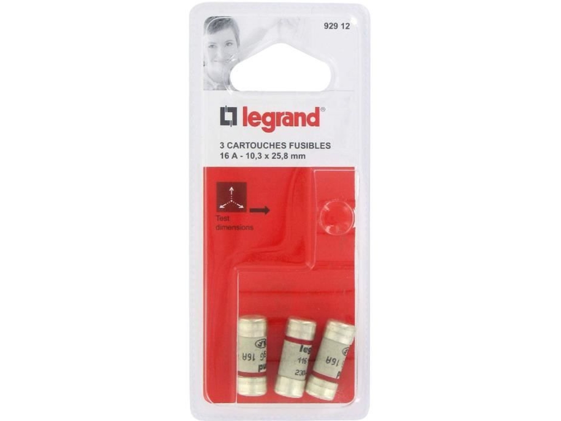 Cartucho Fusível Legrand Conjunto De 3 16 A 10,3x25,8 Mm