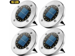 Luminárias solares de jardim, 16 LEDs, para uso externo, pacote com 4 unidades, para gramado, caminho, pátio, entrada de garagem, luz branca fria Brilvibera