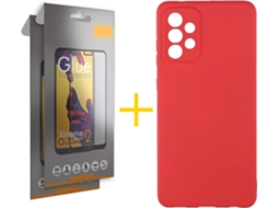 Kit Capa e 2 Películas Samsung Galaxy A52 5G SKYHE Full Silicone Líquido (Vermelho)