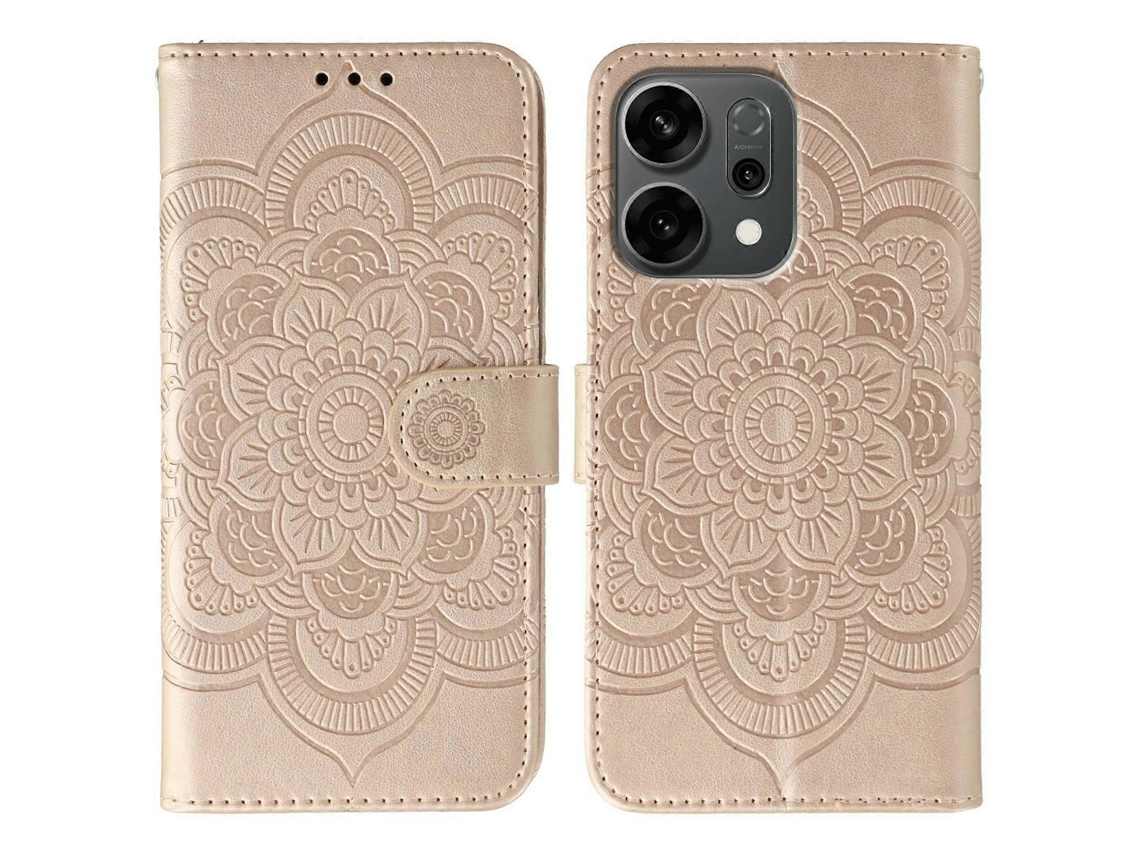 Capa Tipo Carteira Com Estampa De Mandala E Alça De Pulso Para Oppo Reno14 5g (global)