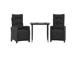 Garden Dining Set, Garden Dining Sets Vidaxl Preto Rattan / Vime (mesa Com 80 Cm De Comprimento)