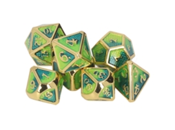 Conjunto ATS de 7 dados poliédricos de metal com números claros para jogos de mesa e RPG Tipo 2