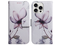 Capa Em Couro Pu Para Apple Iphone 16 Pro Max - Flor Rosa