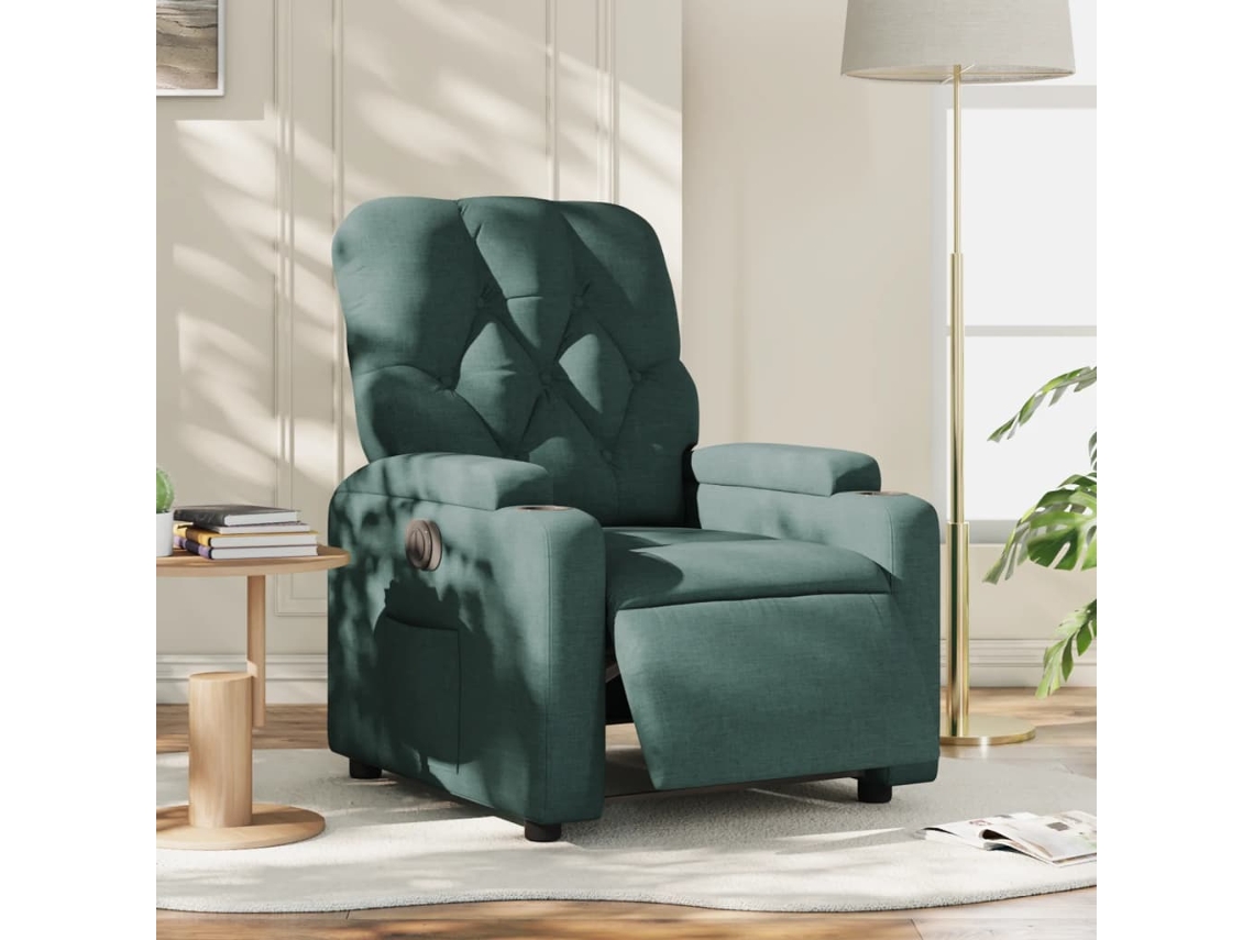 Poltrona de Sala | Cadeira de Descanso | Poltrona Elétrica Reclinável Tecido Verde escuro HARLANV1
