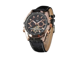 Relógio Quartz Masculino de Moda com Pulseira de Couro Pu Estilo Vintage Blackrose Gold