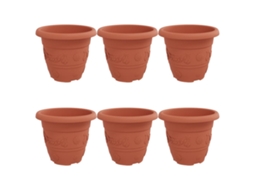 Conjunto 6 Jardineira De Flores Vidaxl Vermelho Plástico (ø 26 X 21.5 Cm)