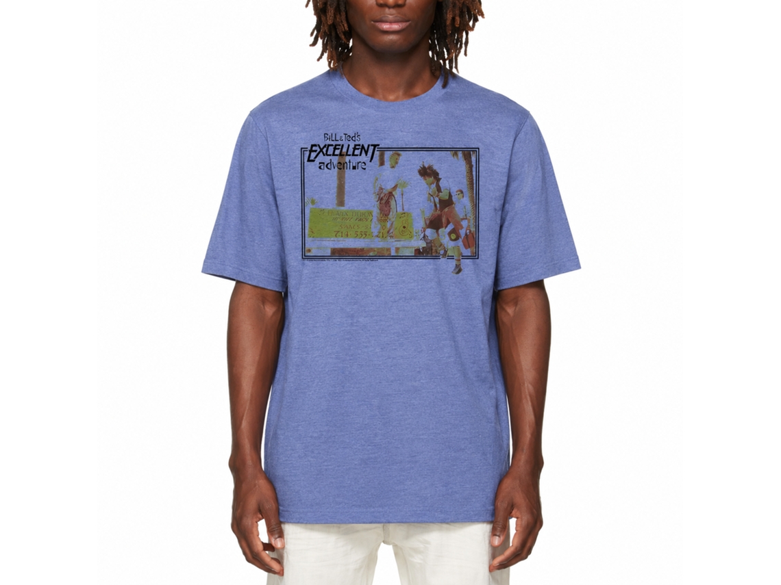 Rockinstone Bill And Ted Rock Sesh Heather Light Blue Adult T-shirt Size:l