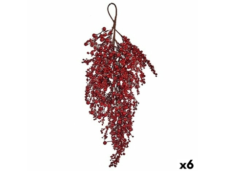 Grinalda de Natal Rama Frutos vermelhos Plástico 69 x 17 x 17 cm (6 Unidades)