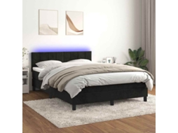 Vidaxl Cama Box Spring C/ Colchão/led 140x190 Cm Veludo Preto