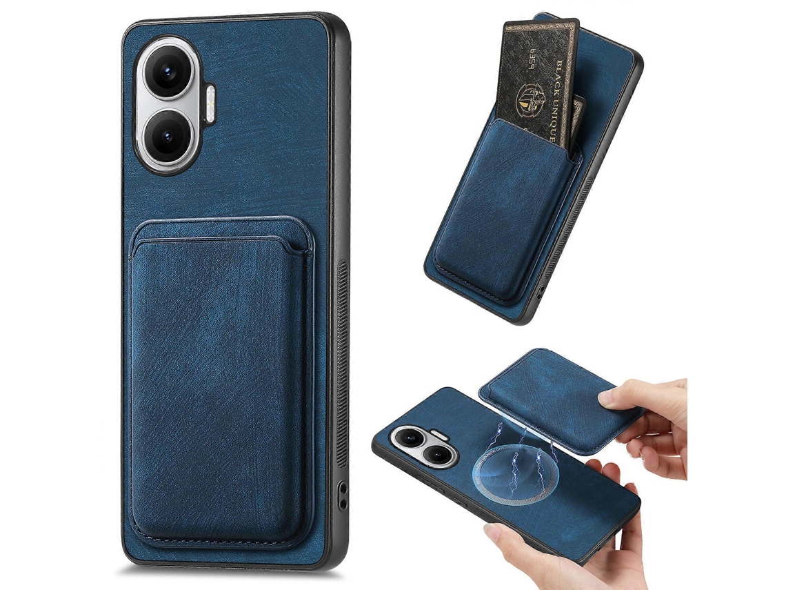 Capa Tkdaddy Para Xiaomi Redmi Turbo 4 Pro 5g Compatível Com Capa Traseira De Couro Magsafe Com Porta-cartões Removível, Azul