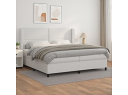 Vidaxl Cama Com Molas/colchão 200x200 Cm Couro Artificial Branco