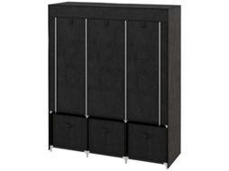 Armario Plegable Tela No Tejida 3 Cajones 125x43x162,5 Cm Negro